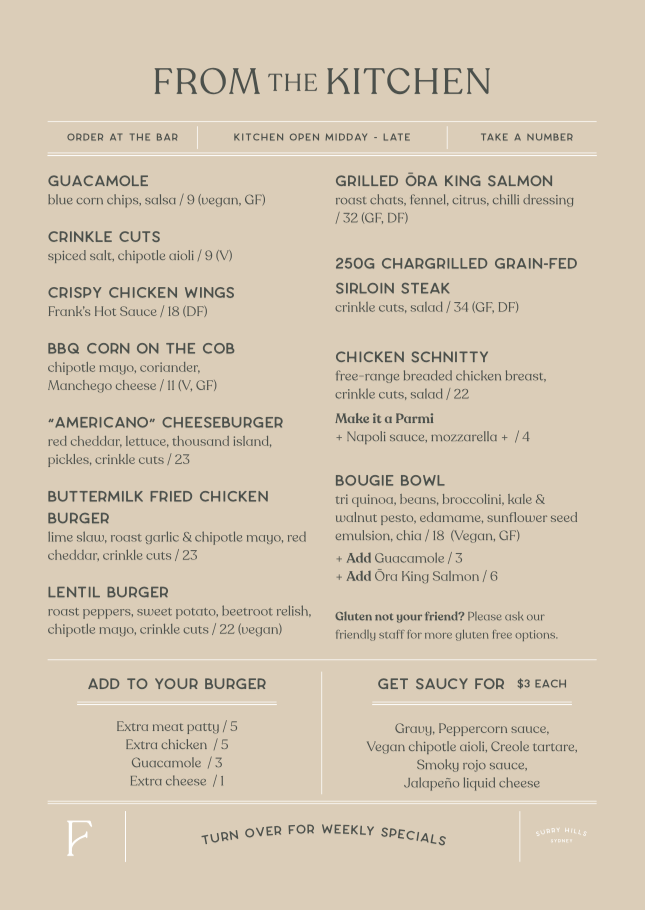 Menus Forrester's — Forrester's