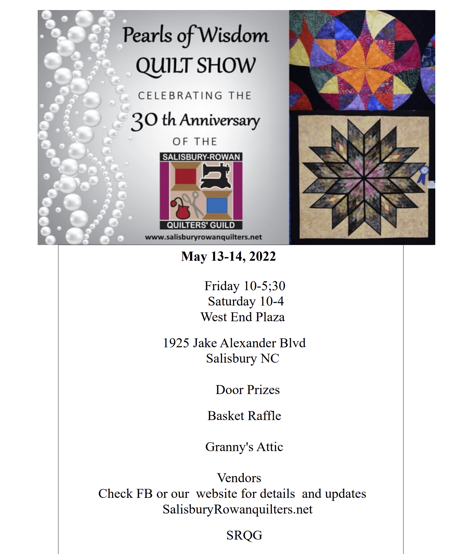 SalisburyRowan Quilt Show May 13 14Forsyth Piecers and Quilters Guild