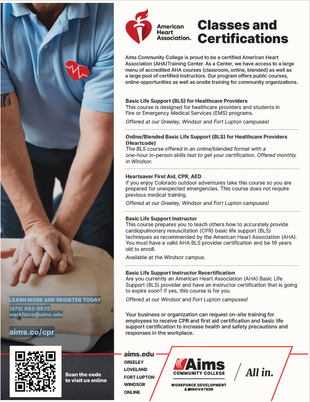 New CPR Certification Opportunities at Aims Fort Collins Area Chamber