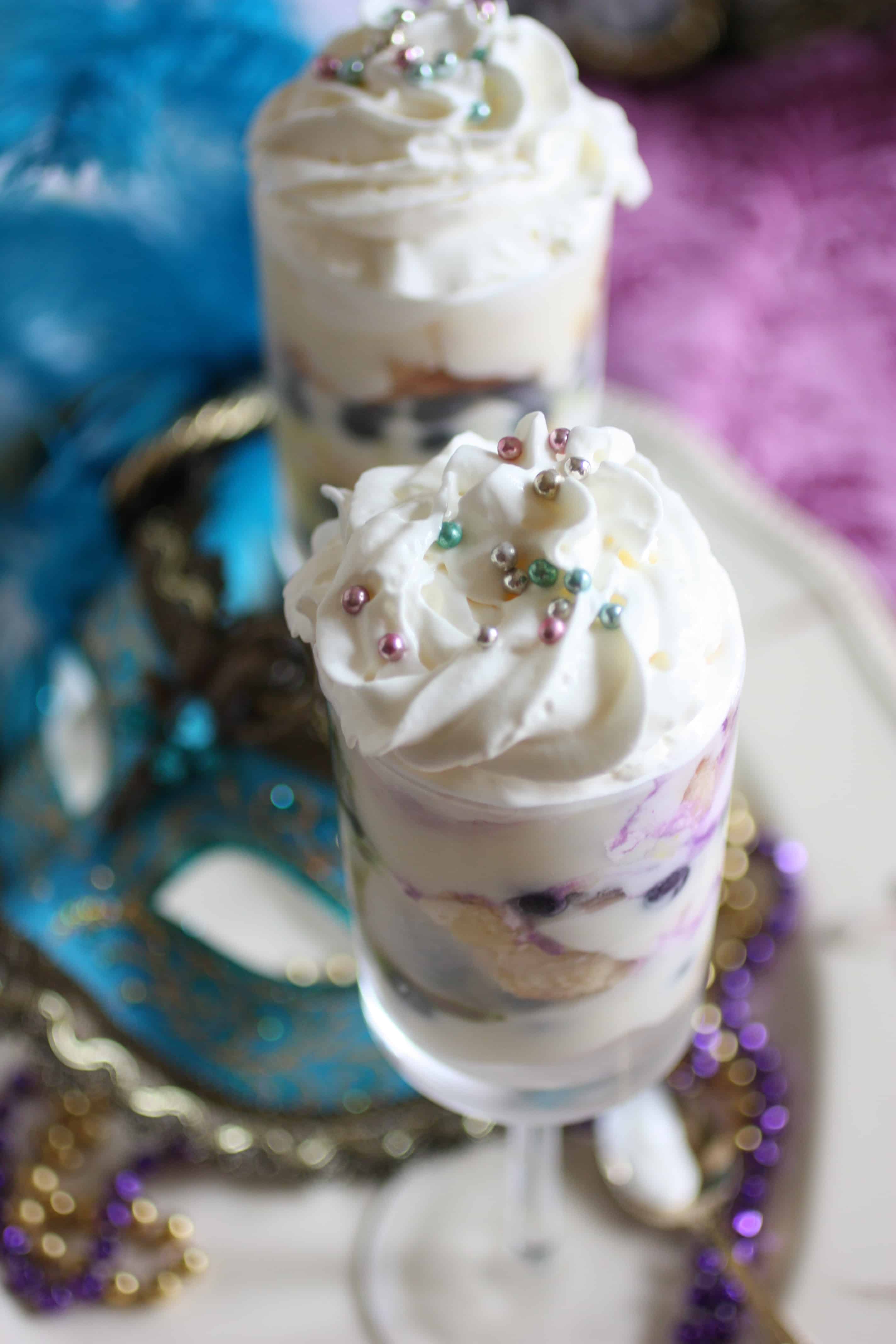 King Cake Trifle with a Chantilly Custard For The Feast