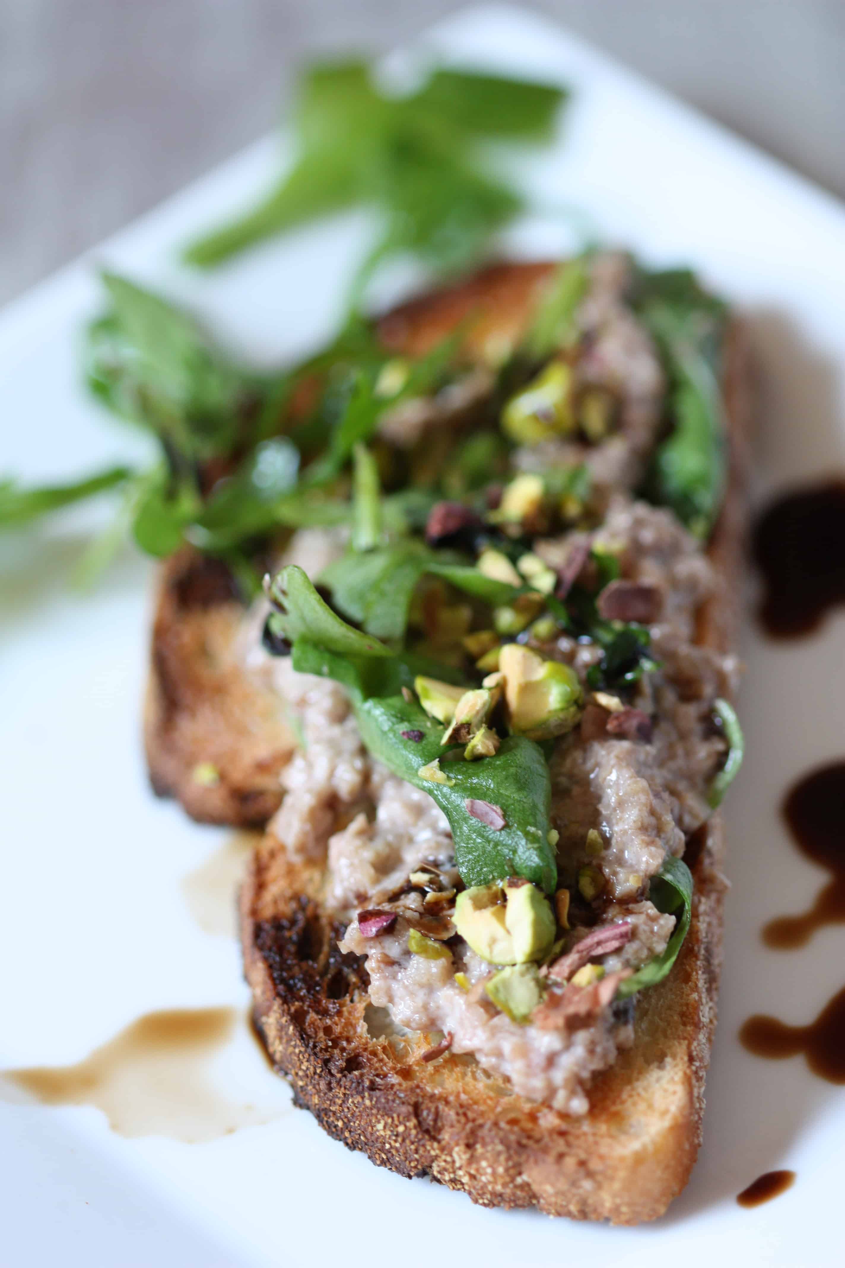 Mortadella Mousse Smoothed on Toasted Ciabatta Bread