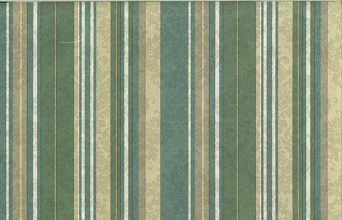 Vintage Green Striped Wallpaper Taupe Pearl Glazed Blue Damask WFM5041