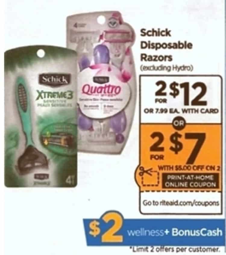 Rite Aid FREE Schick Disposable Razors starting 3/11