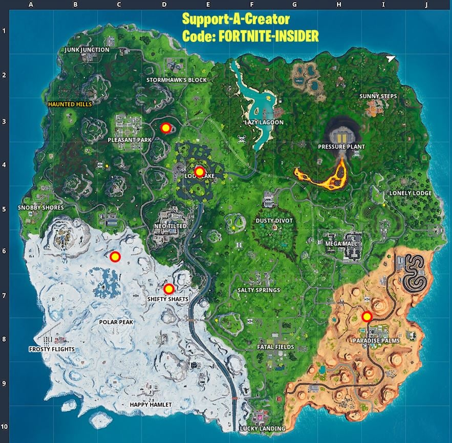 Fortnite Season X/10 All Rift Locations on the map Fortnite Insider