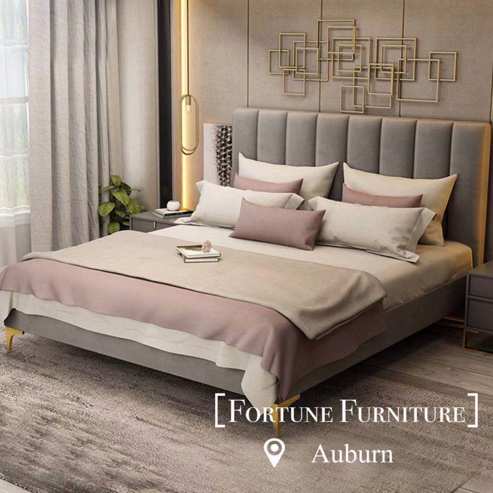 London Luxury Italian Leather Bed Fortune Furniture