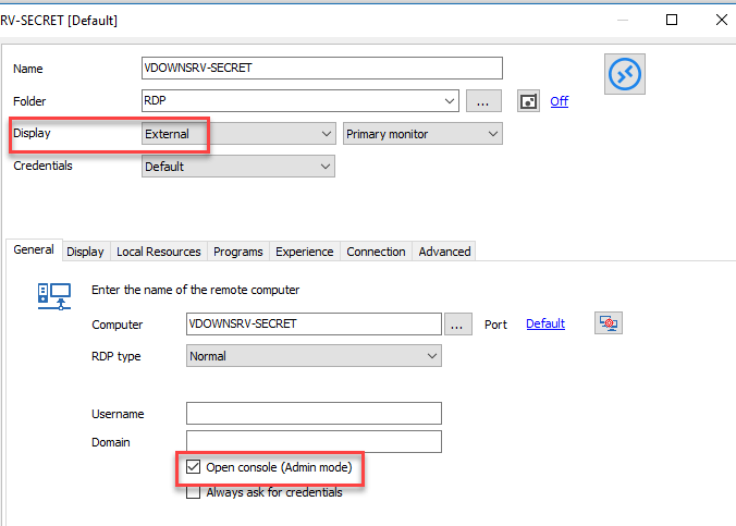 Run MSTSC in admin mode
