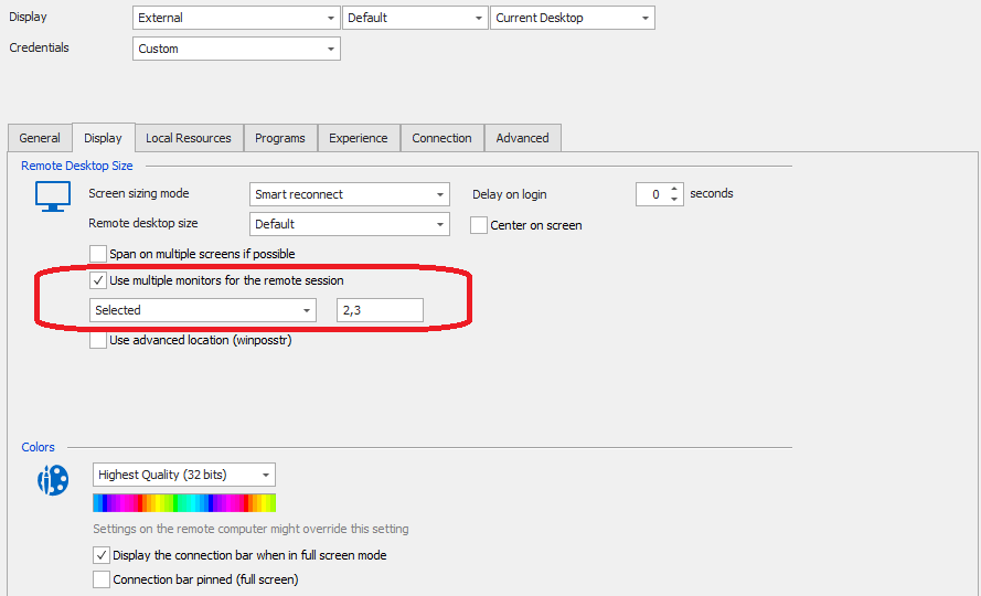 RDM Right way of using the "Use multiple monitors for the remote