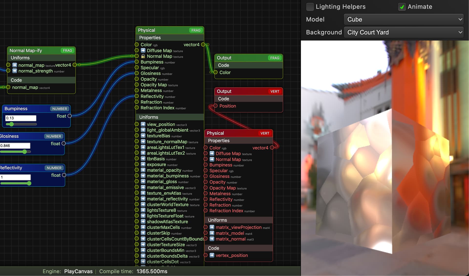 Shaderfrog 2.0 a PlayCanvas (and Babylon.js, and Three.js) Shader