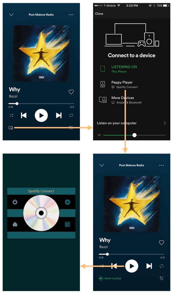 Spotify client Musikboxen, Webradios, Musikplayer