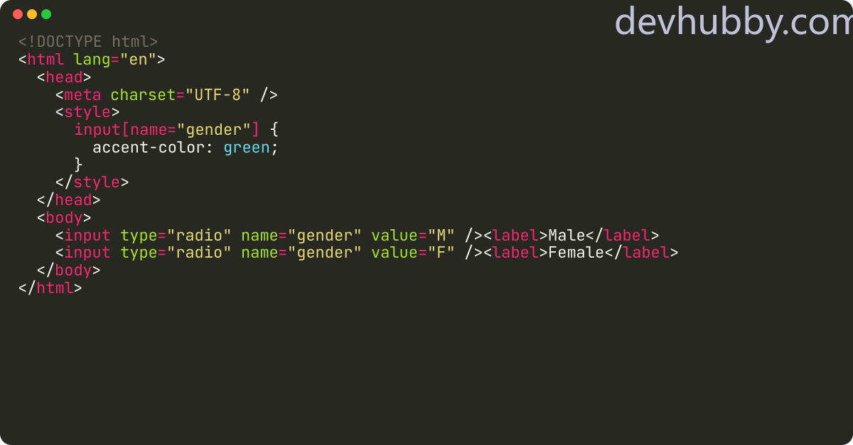 How to change radio button color CSS?