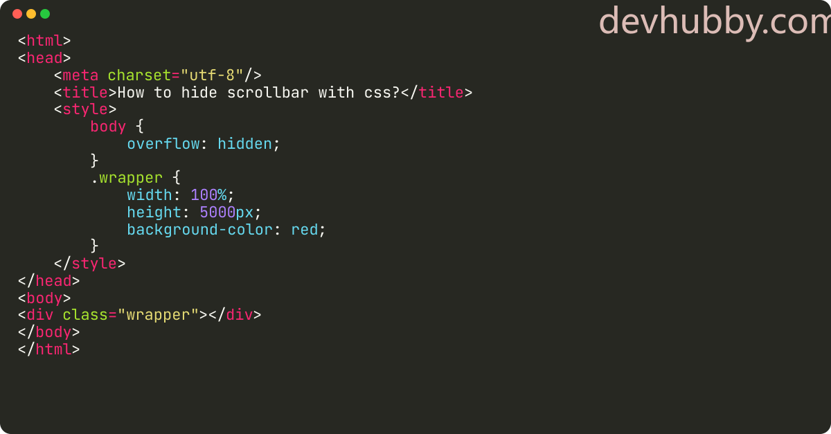 How to hide scrollbar with css?