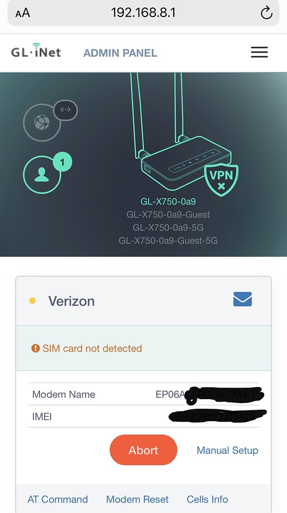 X750 "SIM Card Not Detected" disconnects Technical Support for
