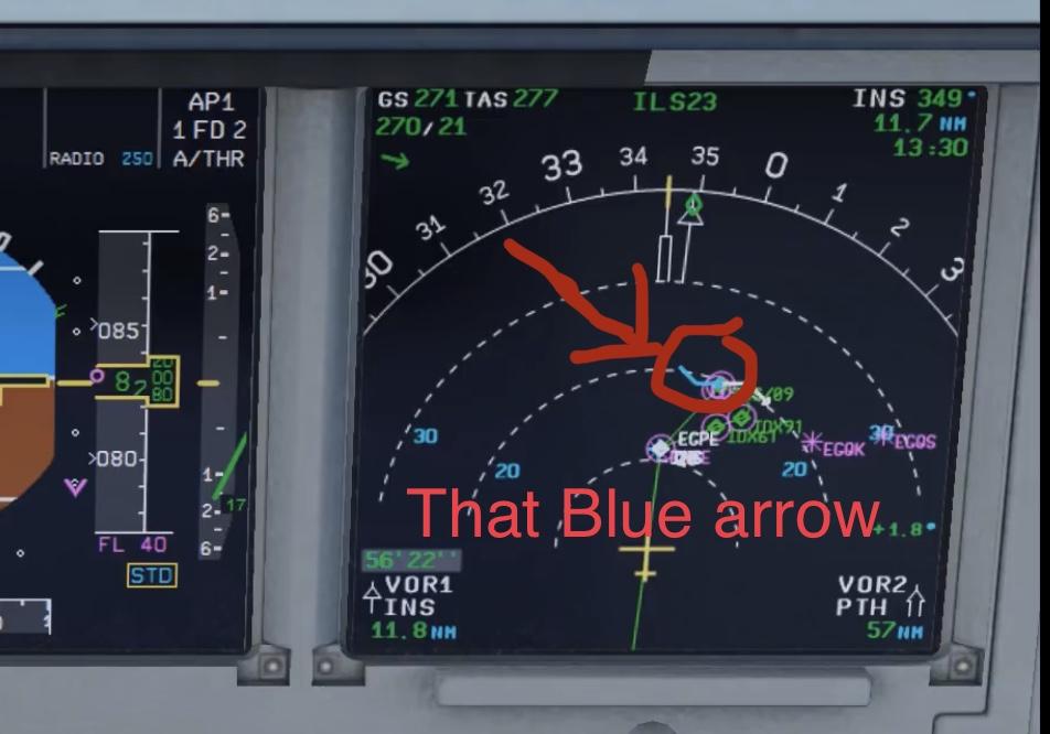 Aerosoft a320/330 professional descent blue arrow missing
