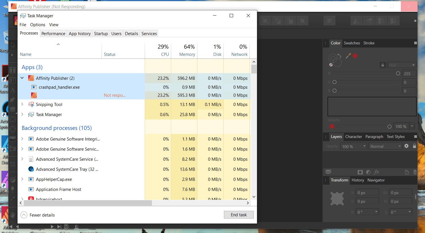 Affinity Publisher (Not Responding) PreV2 Archive of Affinity on
