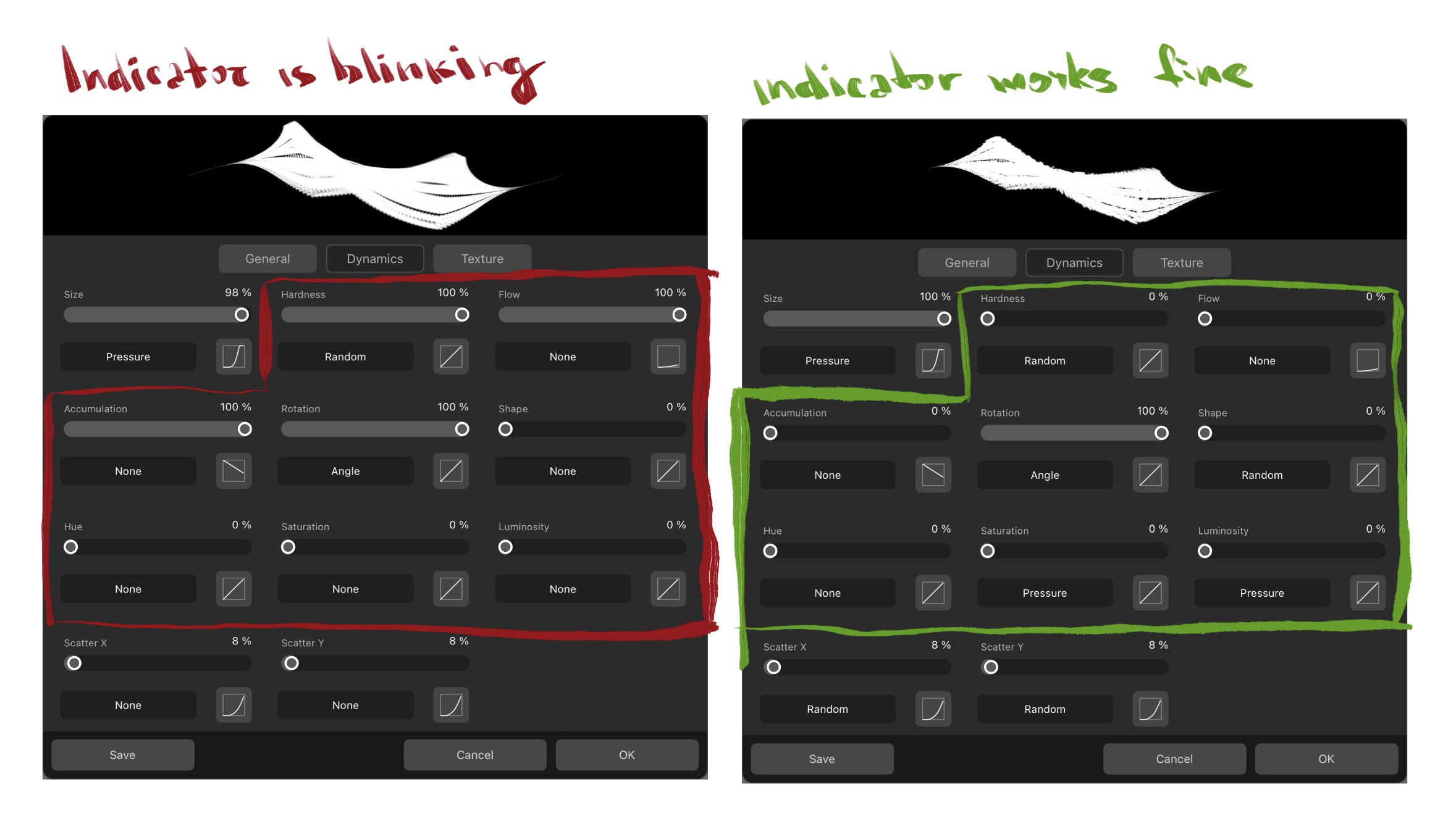 Annoying circle blinking in the center of canvas Feedback for the