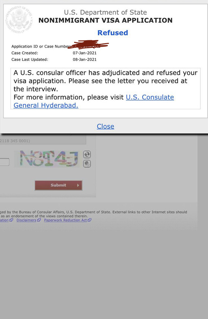 H4 Visa approved at Hyd embassy, online status shows refused why? US