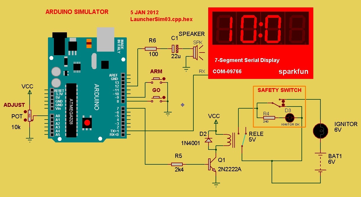Arduino Electronic countdown timer for rocket launcher Project