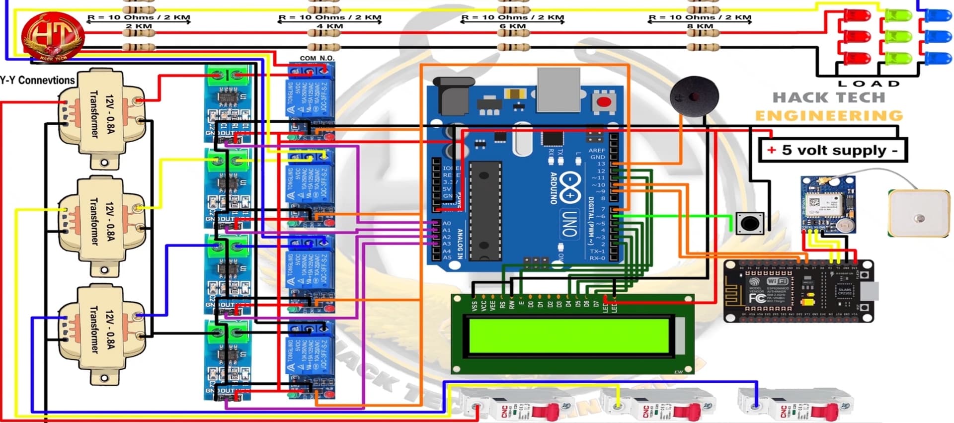 Fault detection system(3 phase) of transmission system Project