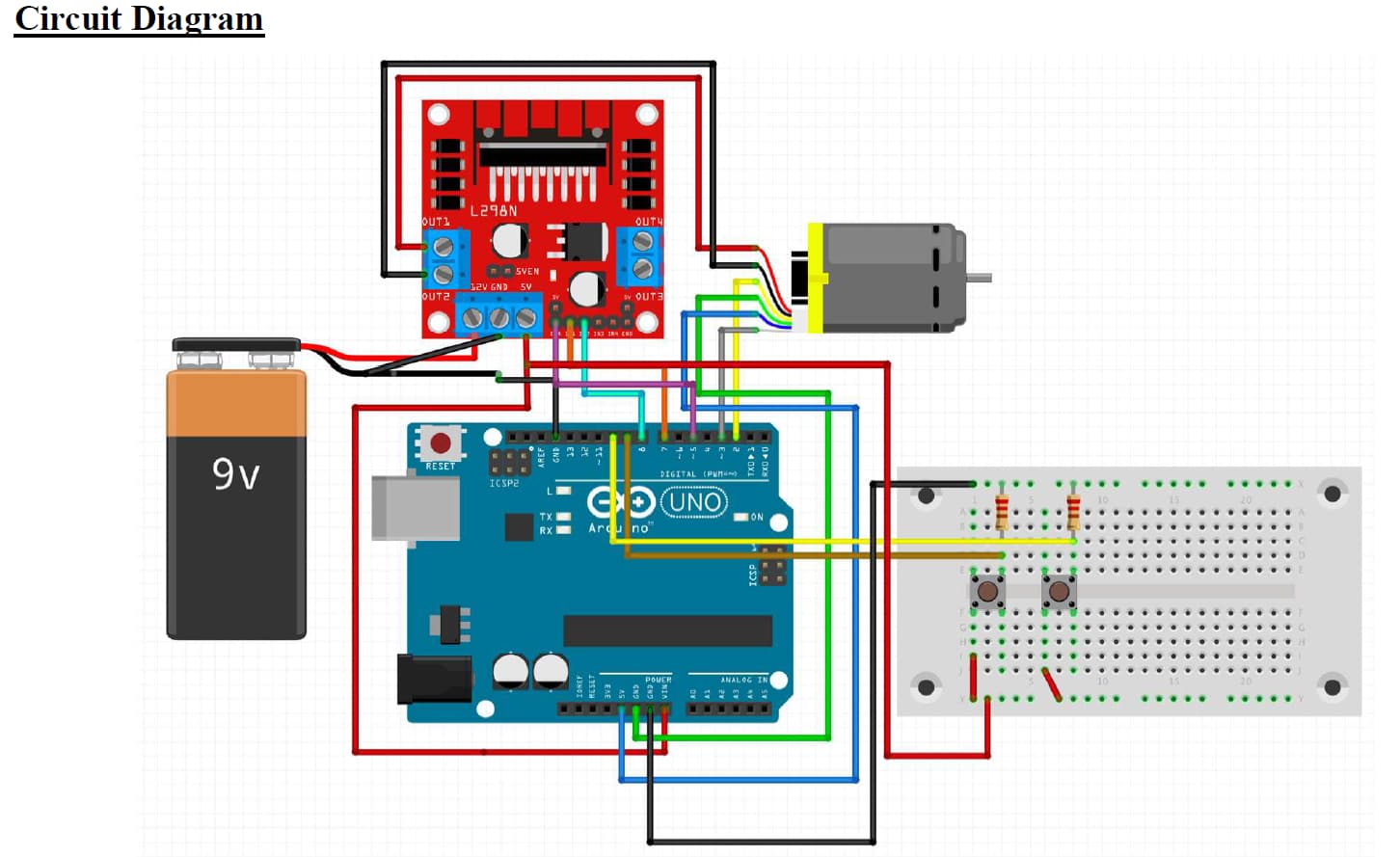DC Motor that changes direction with two different push buttons