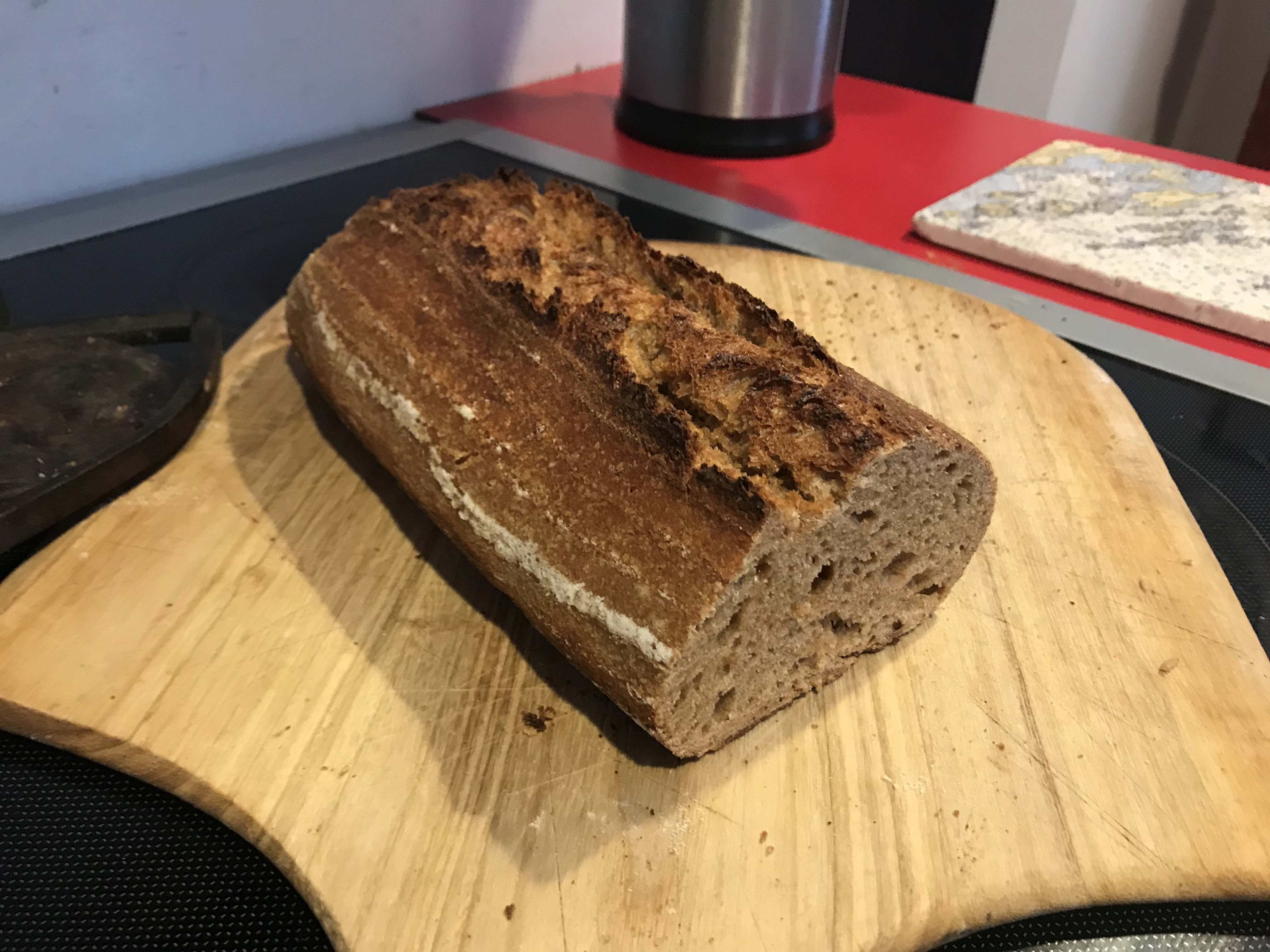 Long ferment whole spelt sourdough holey crumb Baker