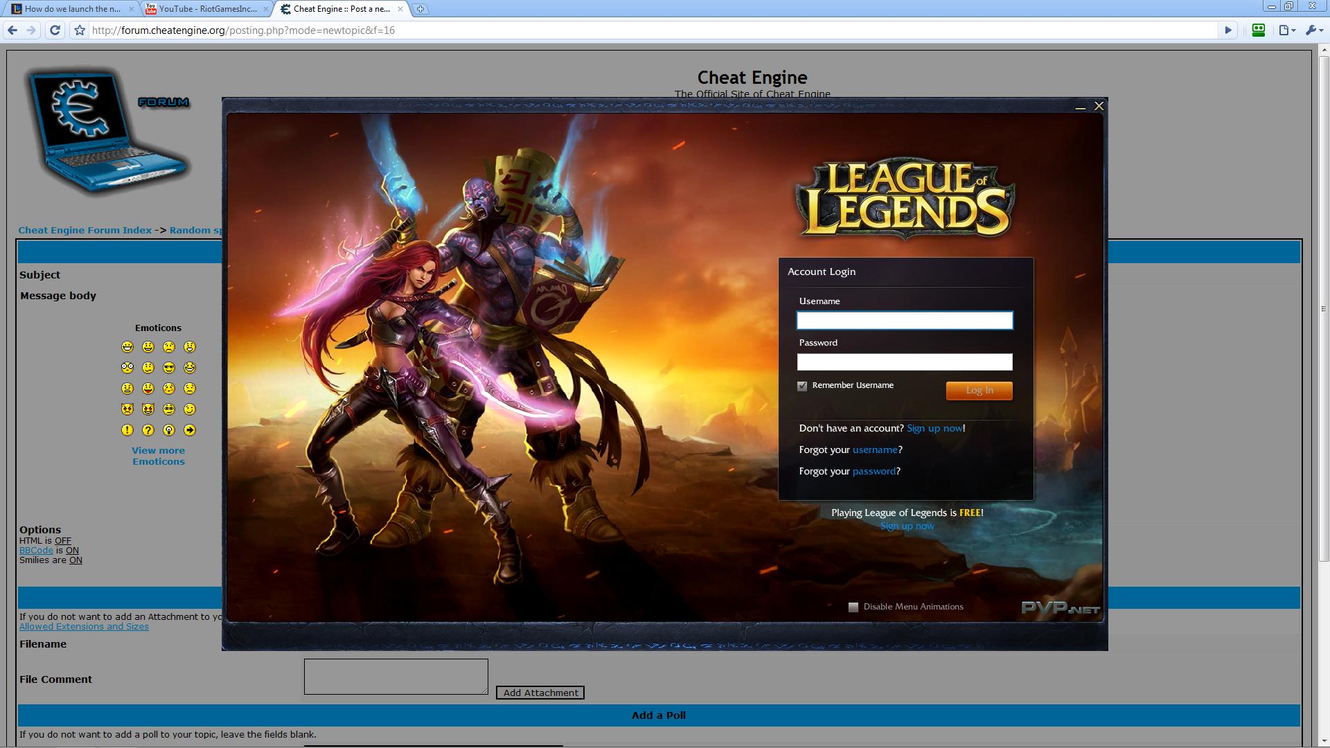 Cheat Engine View topic New LoL login screen for you faggots