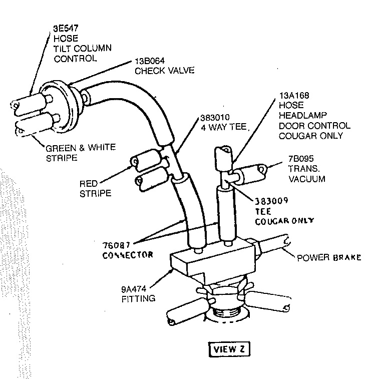Tilt Column vacuum hose routing and size Classic Cougar Maintenance