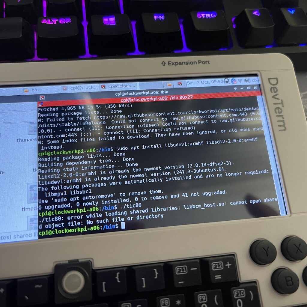 How do I install TIC80 on a A06 DevTerm DevTerm clockworkpi