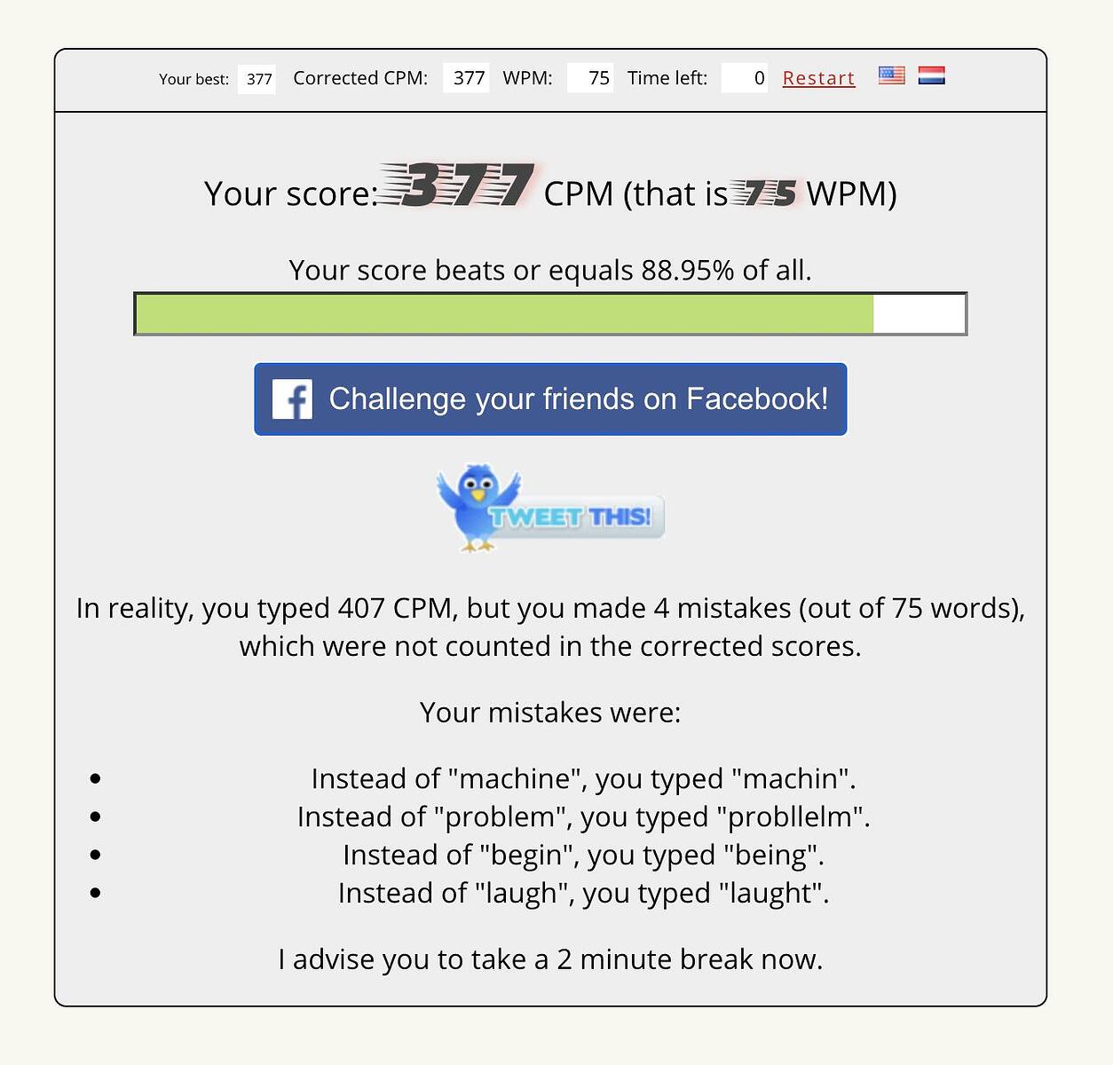 How fast do you type? Check your WPM here! General Dev Chat Devtalk