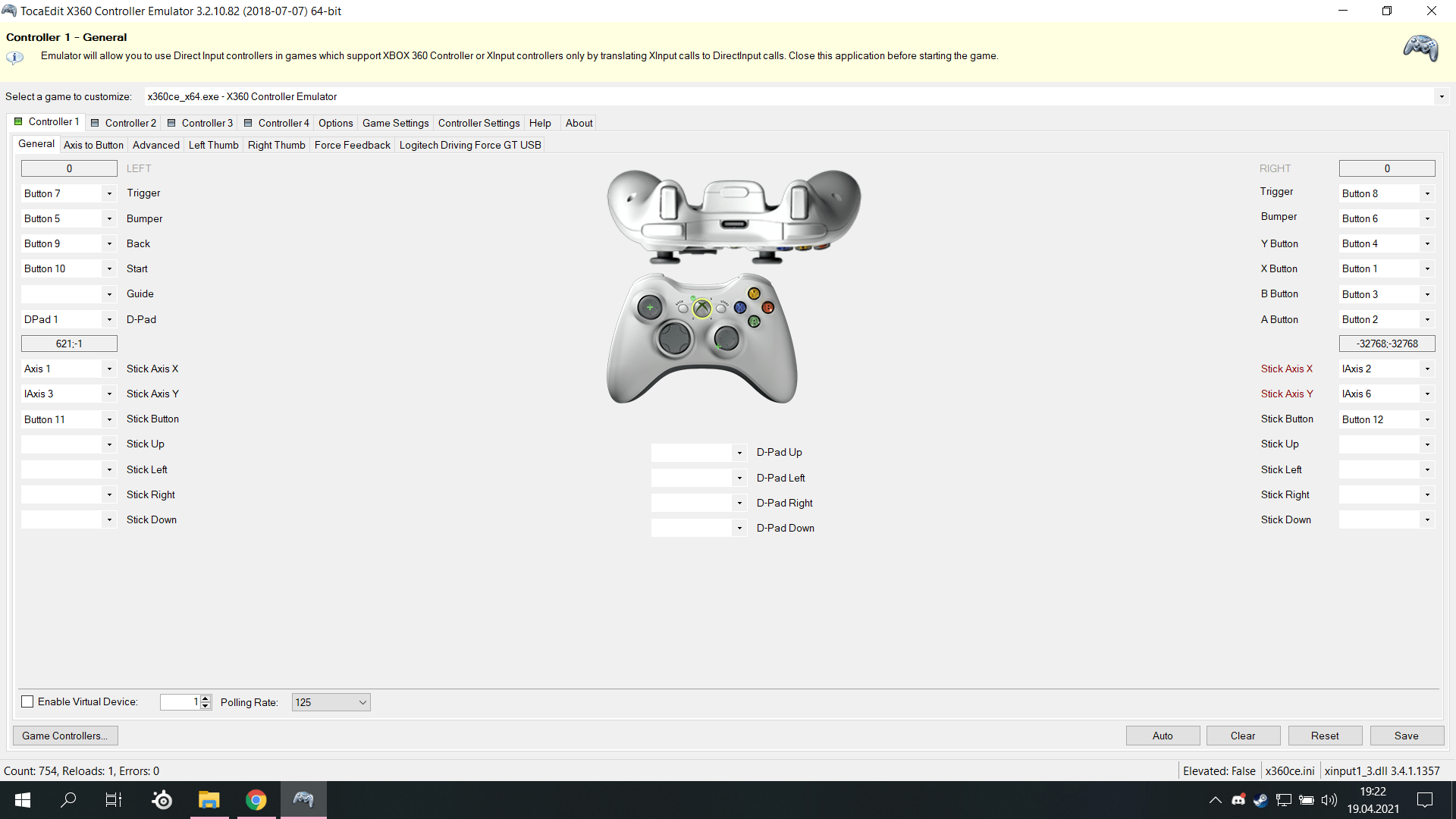 TocaEdit Xbox 360 Controller Emulator direksiyon pedal eşitleme Donanım Arşivi Forum