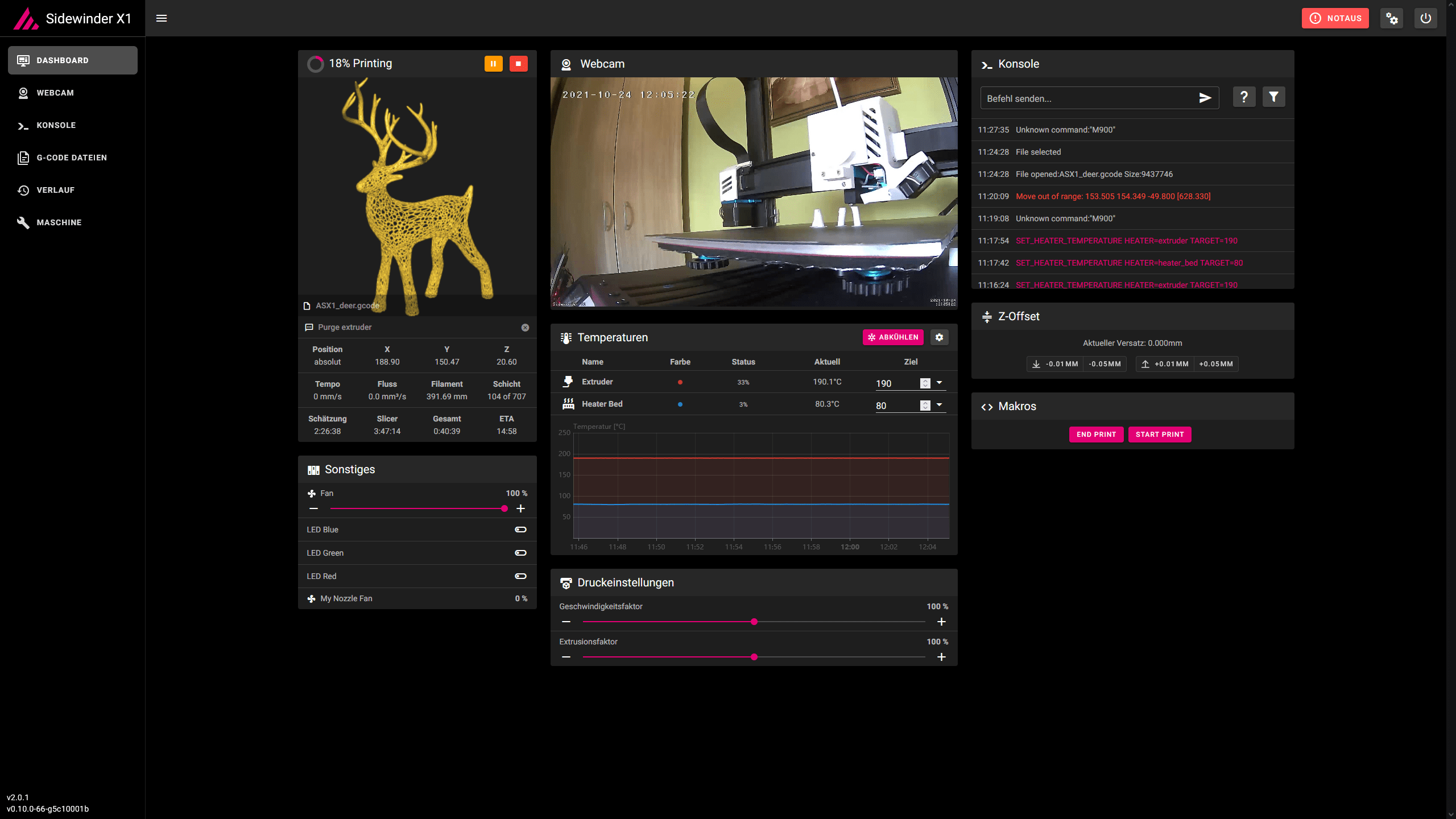 Klipper + Klipperscreen auf dem Sidewinder X1 Artillery 3DDruck Forum
