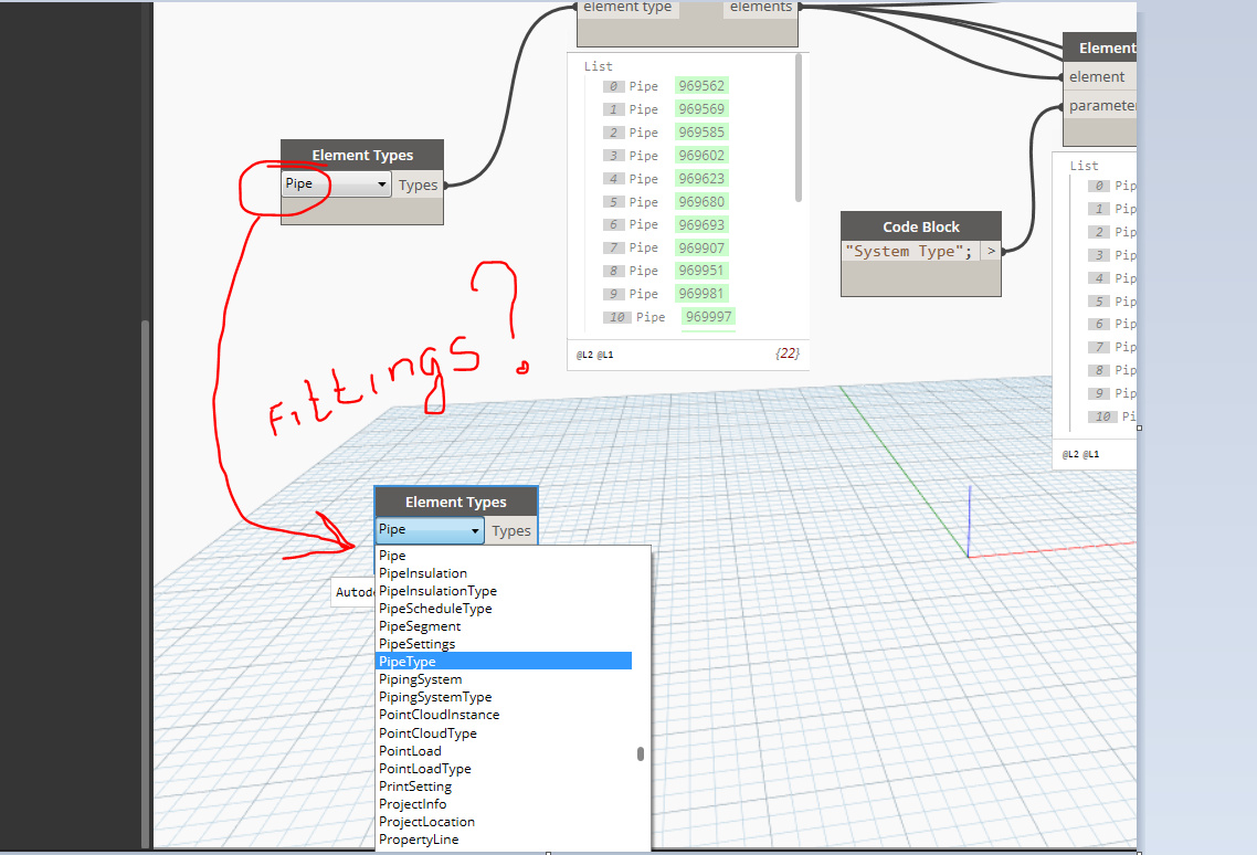 Element Types Pipe fittings Dynamo