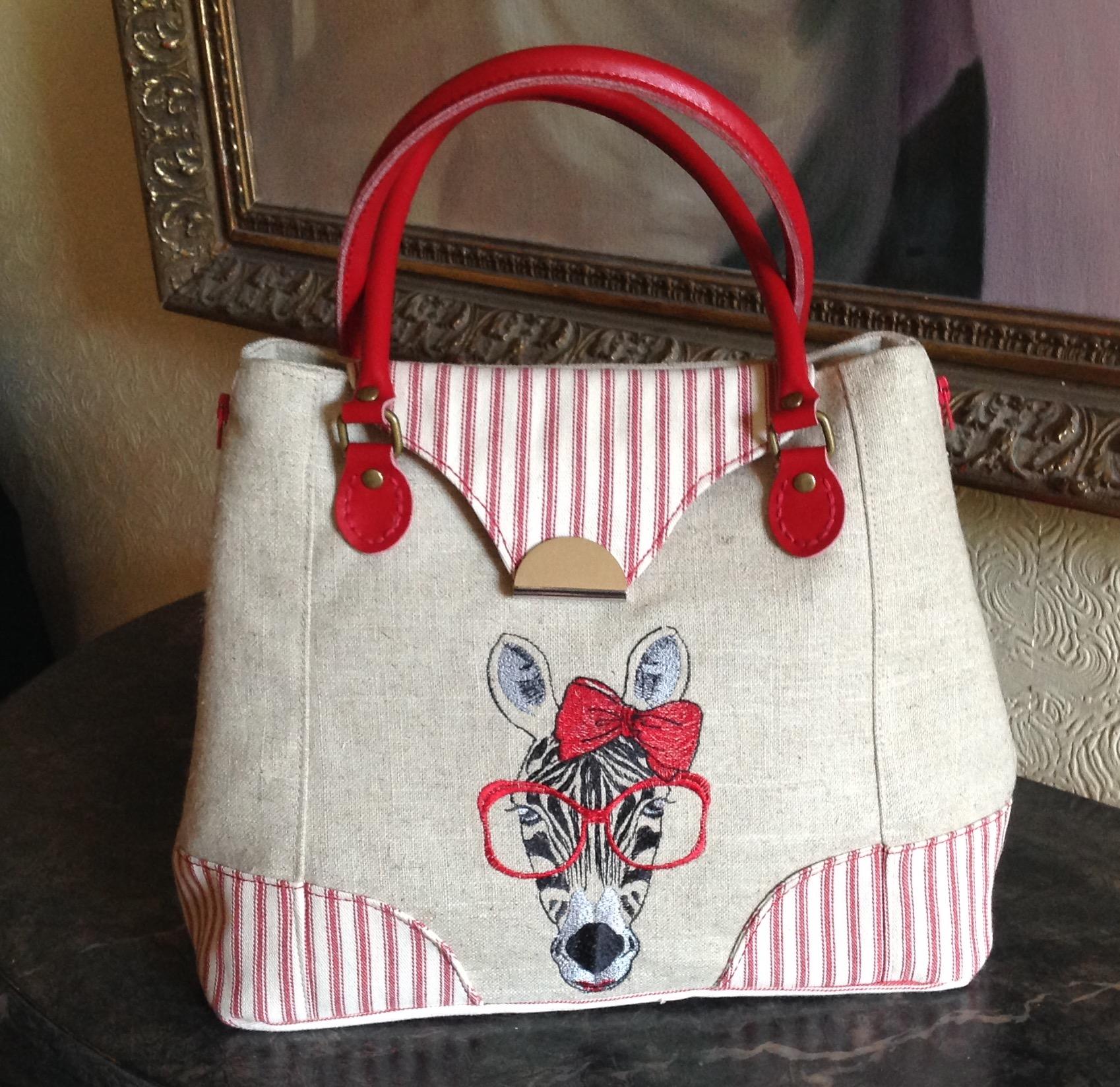 Embroidered bag with Zebra free design Showcase with free embroidery