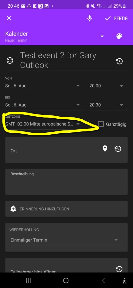 Synchronisation Wrong time zone UTC Calendar eM Client