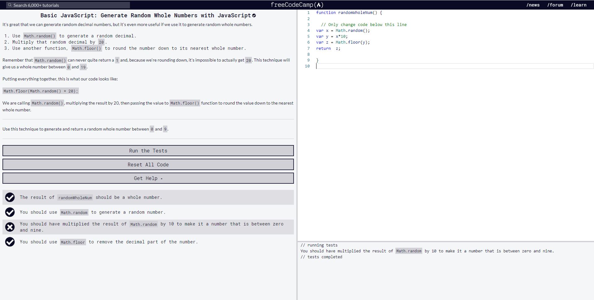 Math.floor and Math.random function JavaScript The freeCodeCamp Forum