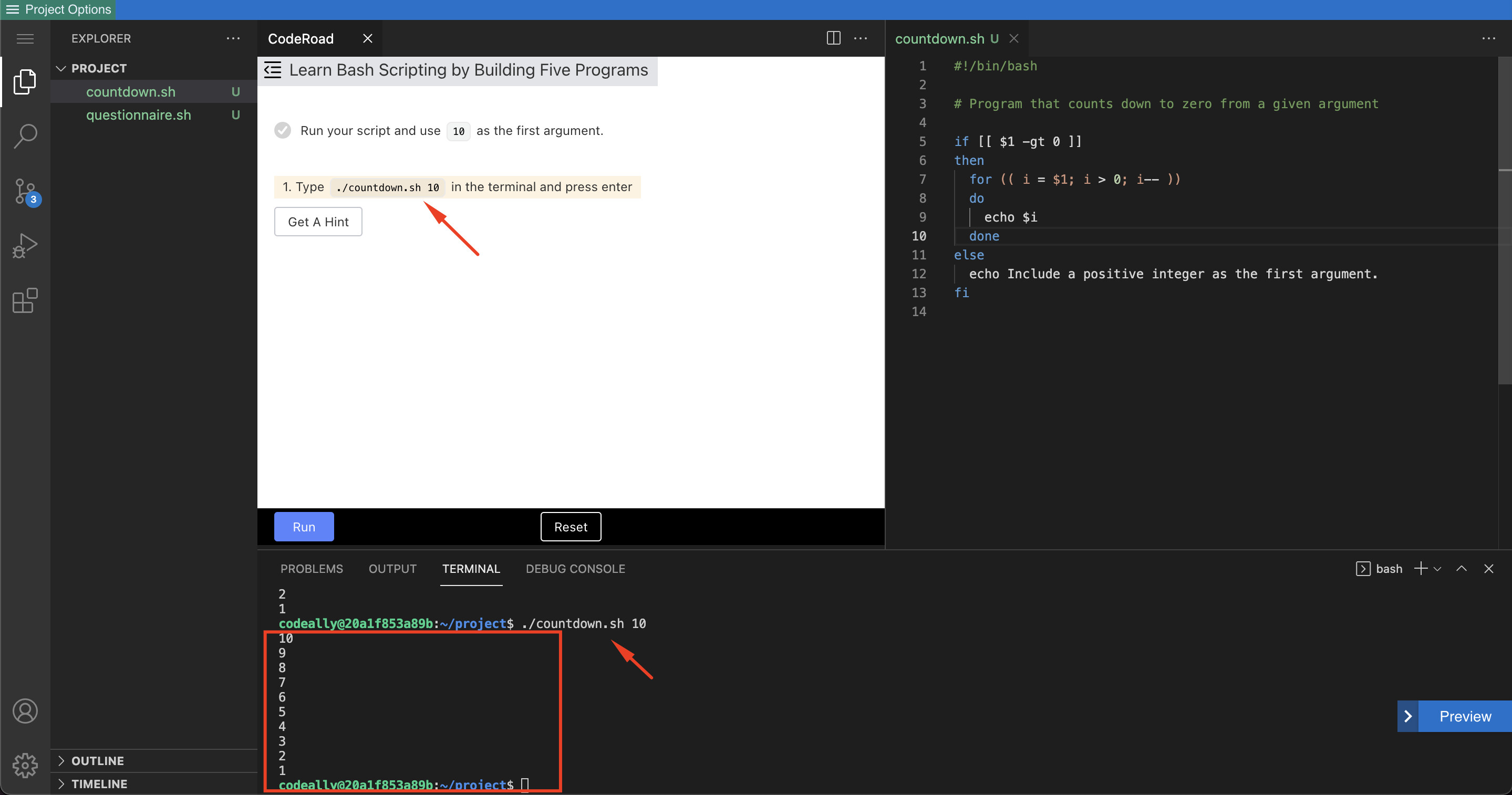 Unable to continue "Learn Bash Scripting by Building Five Programs" due