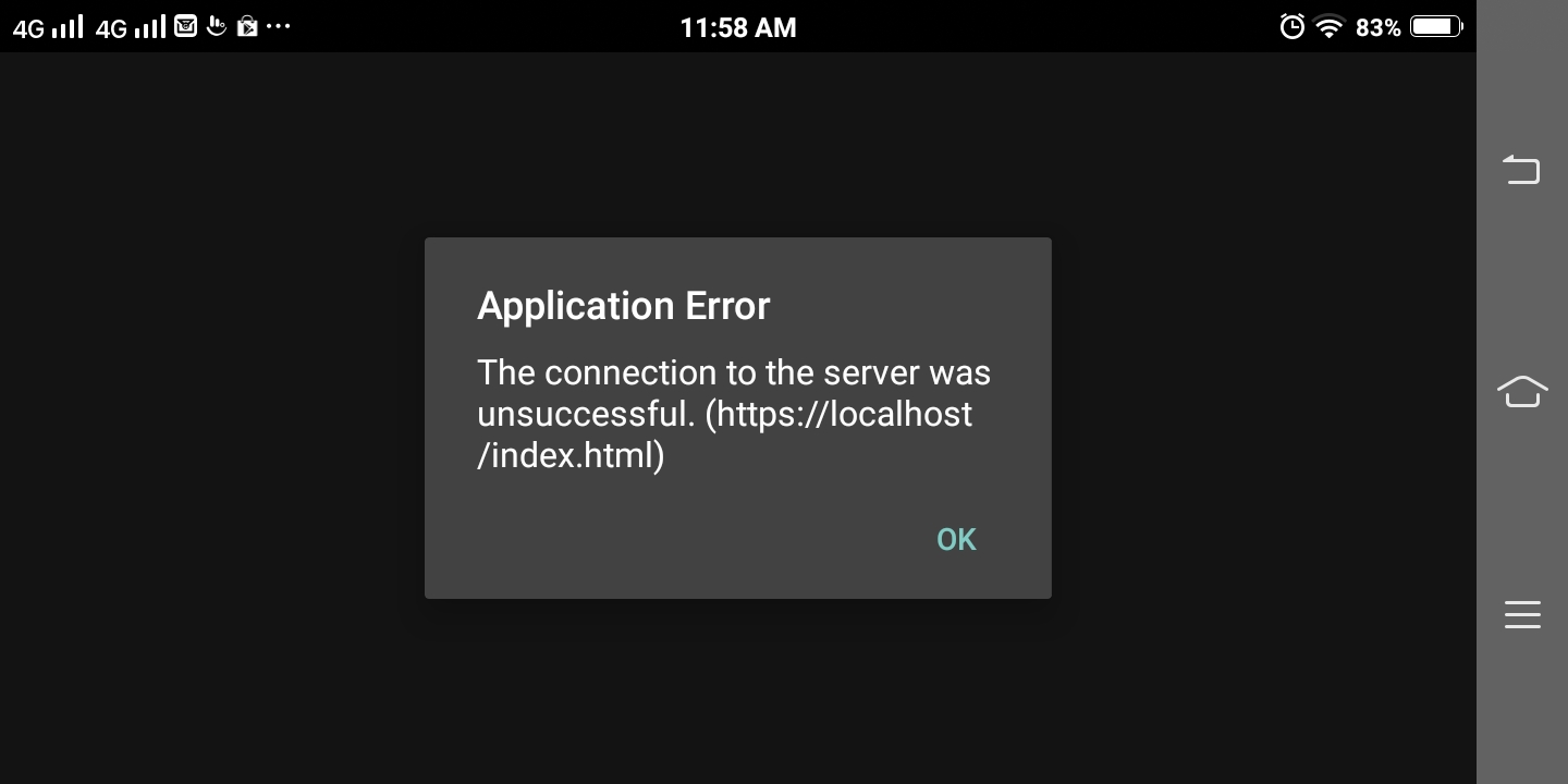Application error connection to the server was unsuccessful Bugs