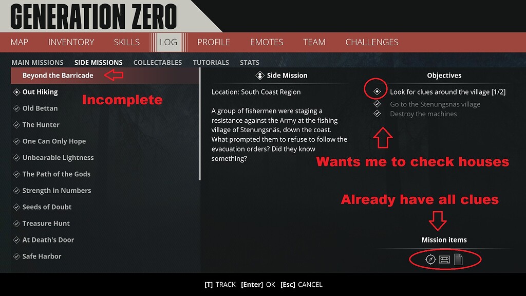 Mission "Beyond The Barricade" Broken (have clues, won't complete