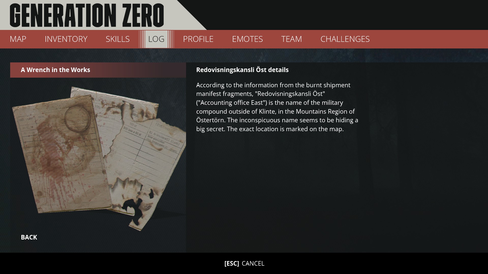 A Wrench In The Works mission start item received at mission end