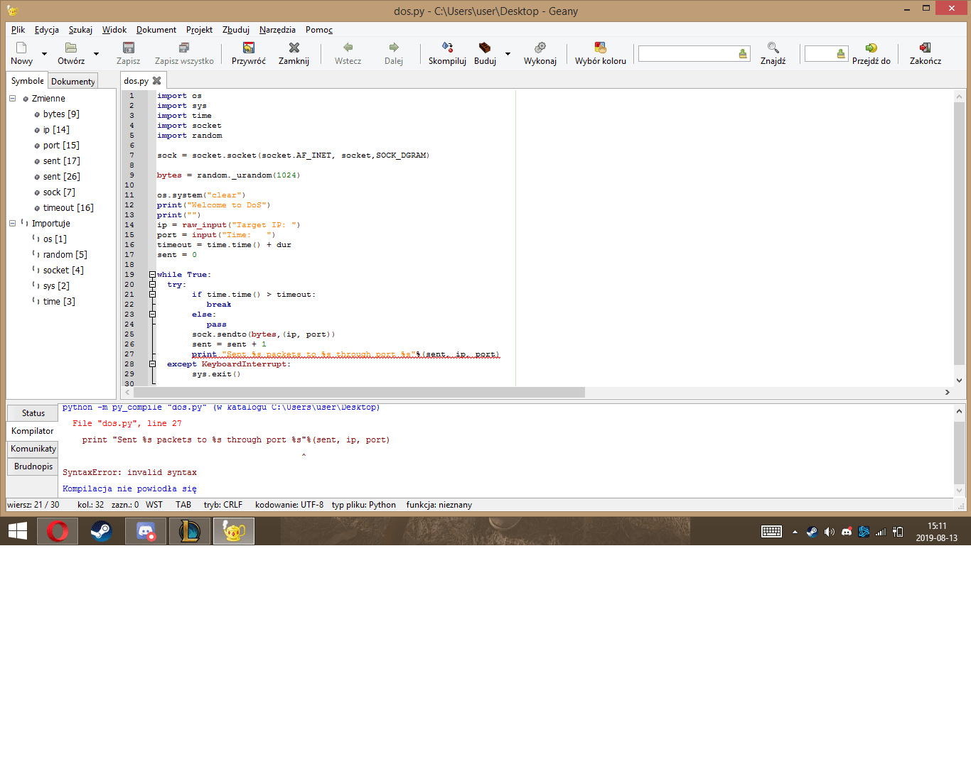 Creating DOS Attack Tool with Python Python HackerSploit Forum