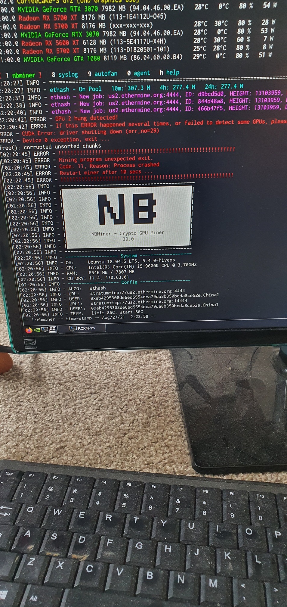 GPU Hung Detected And GPU Still Mining But Not Detected Miners