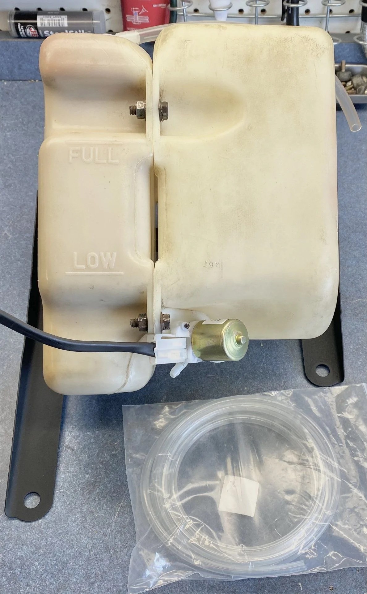 SOLD FJ40 Later Model Windshield Wiper Fluid & Radiator Overflow Assembly San Diego IH8MUD