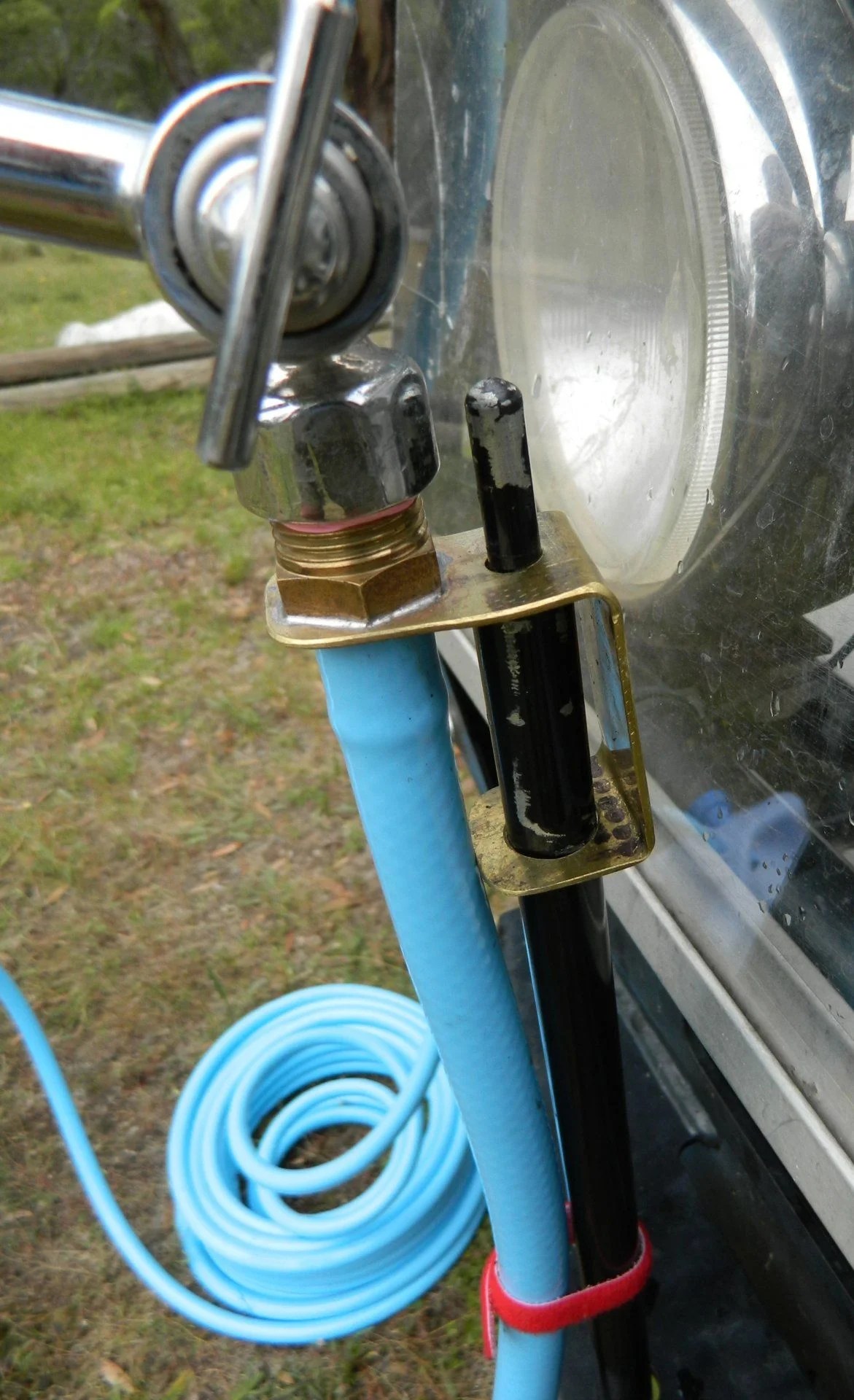 Camping shower, heated from the vehicle radiator coolant system. Page