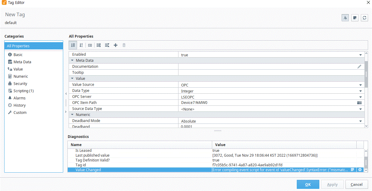 How to bring up another screen using value change in tag script