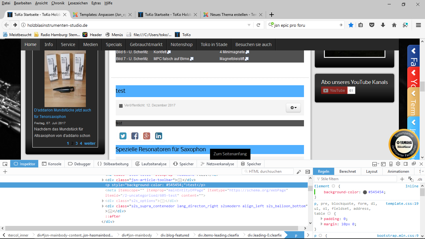 Hintergrundfarbe Beiträge auf der Startseite Templates und Design
