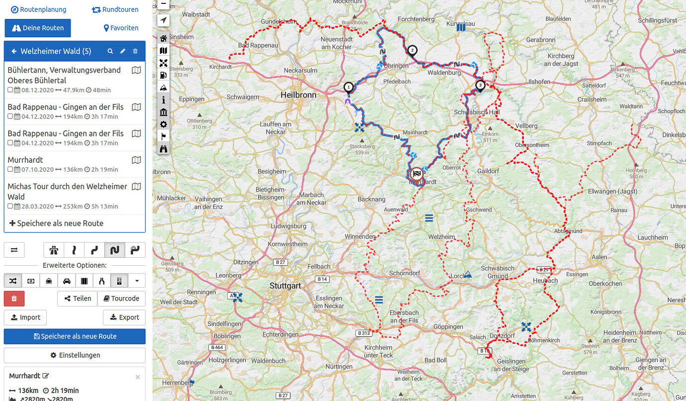 Mehrere Routen Auf Einer Karte Darstellen Mehrere gespeicherte Routen ansehen / View multiple saved routes