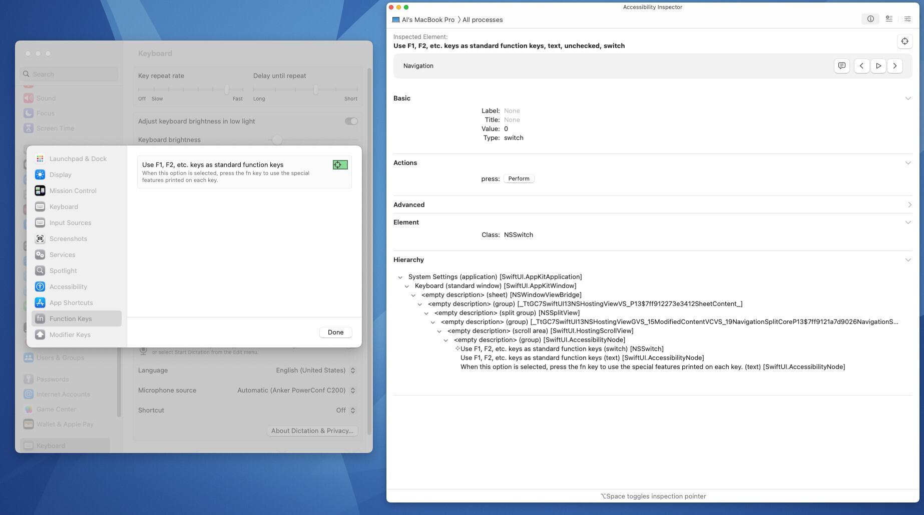 Toggle Function Keys in System Setting AppleScript Late Night