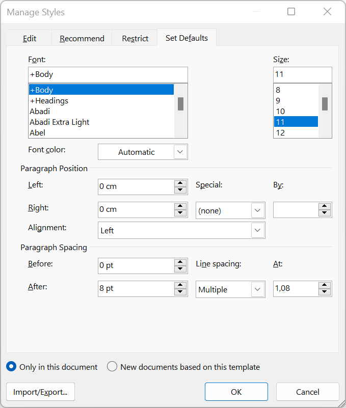 Word table style font (size) not changing Microsoft Word Microsoft