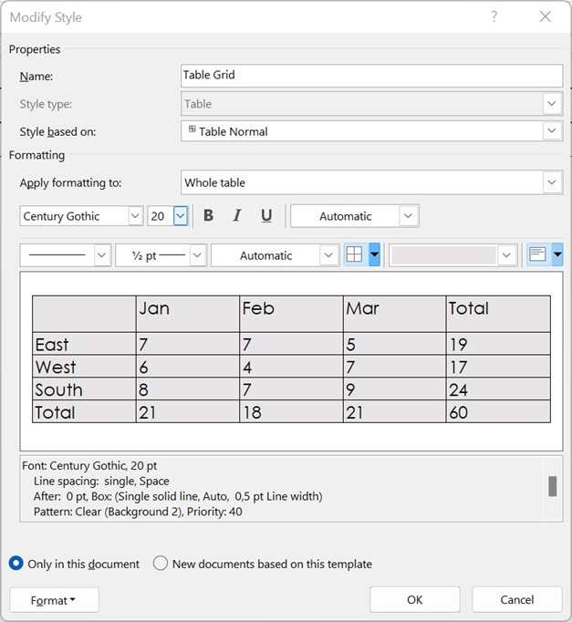 Word table style font (size) not changing Microsoft Word Microsoft