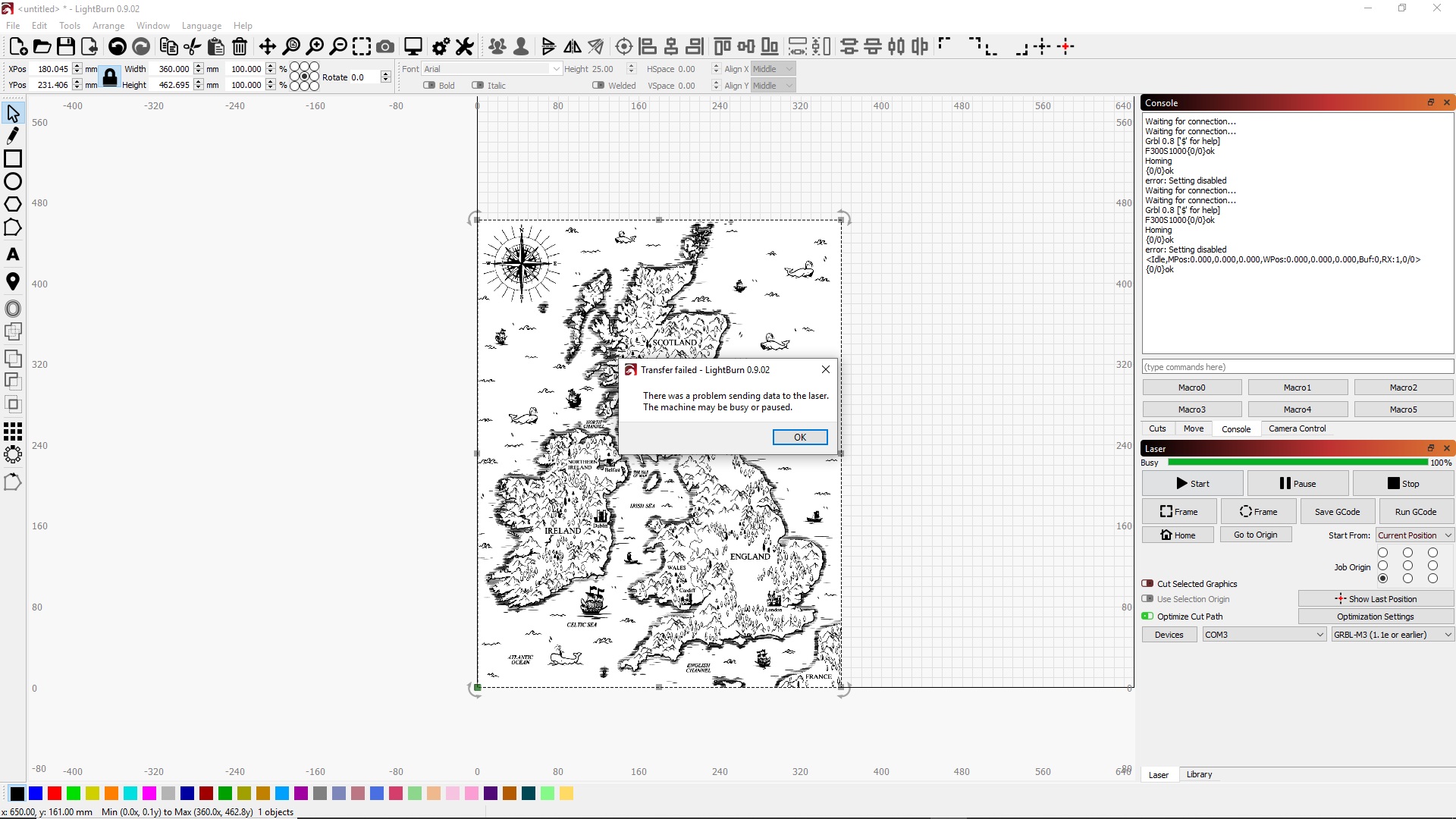 Problems using Laseraxe Control Board GRBL LightBurn Software Forum