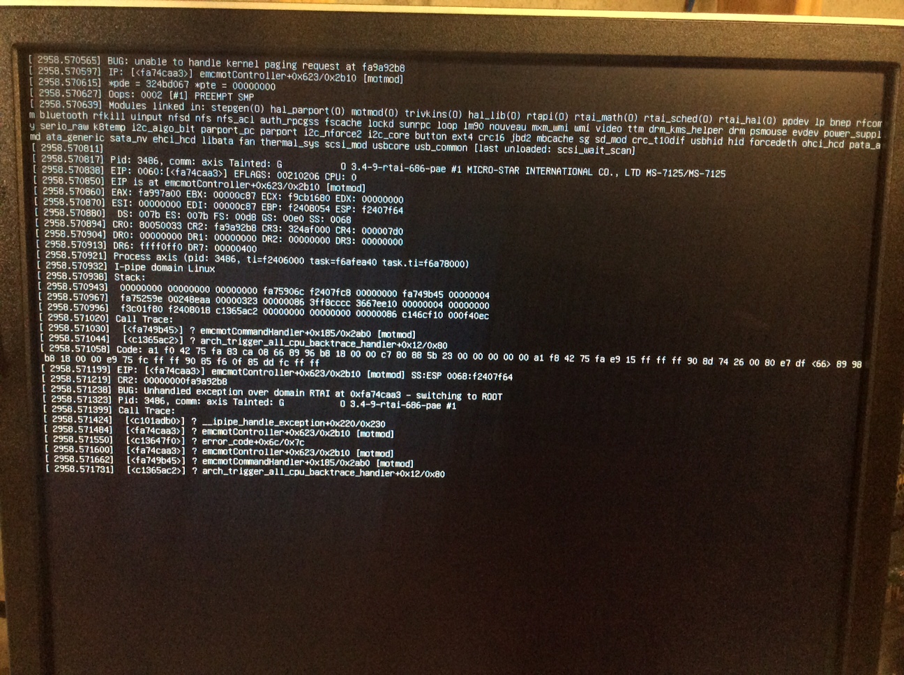 LinuxCNC BSOD (Black Screen of Death) LinuxCNC